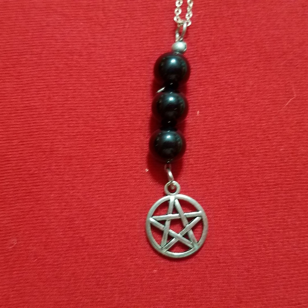 Pentacle necklace with Black Tourmaline beads